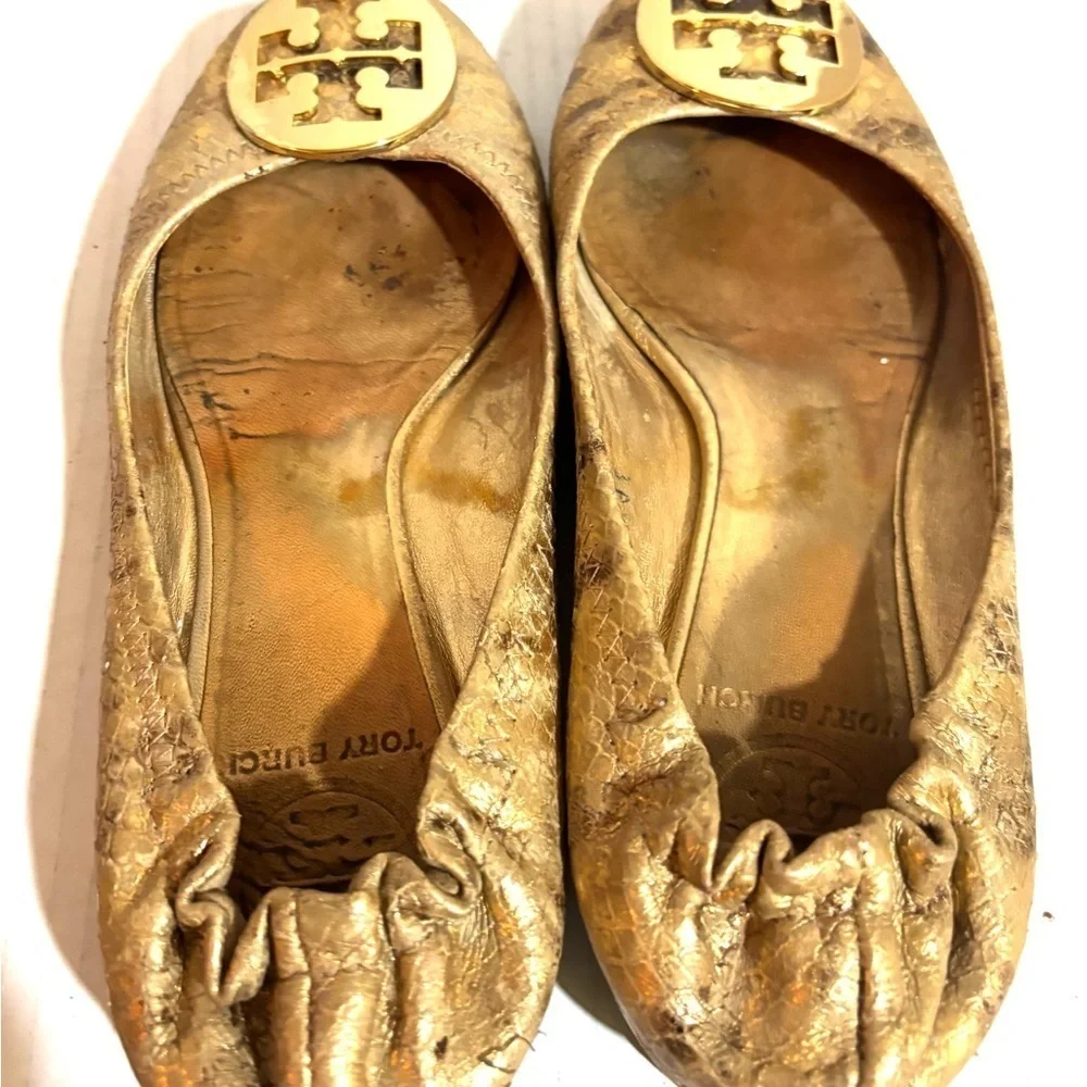 Tory Burch size 6 leather animal print ballet flats round flats round toes
